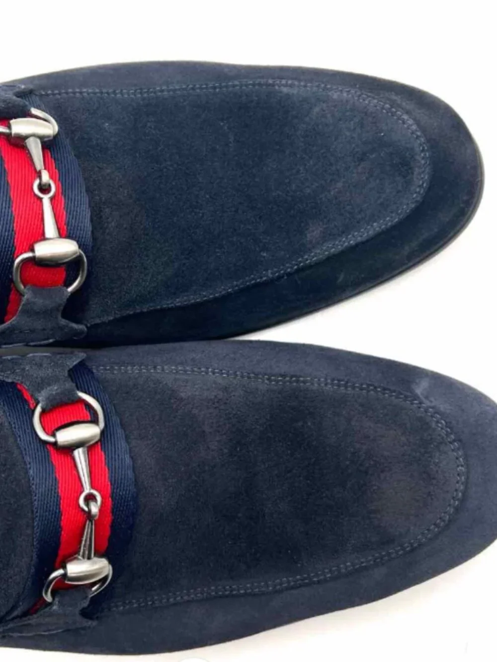 Section X Men's Navy & Red Suede Horsebit Loafers Size 10 - LIKE NEW